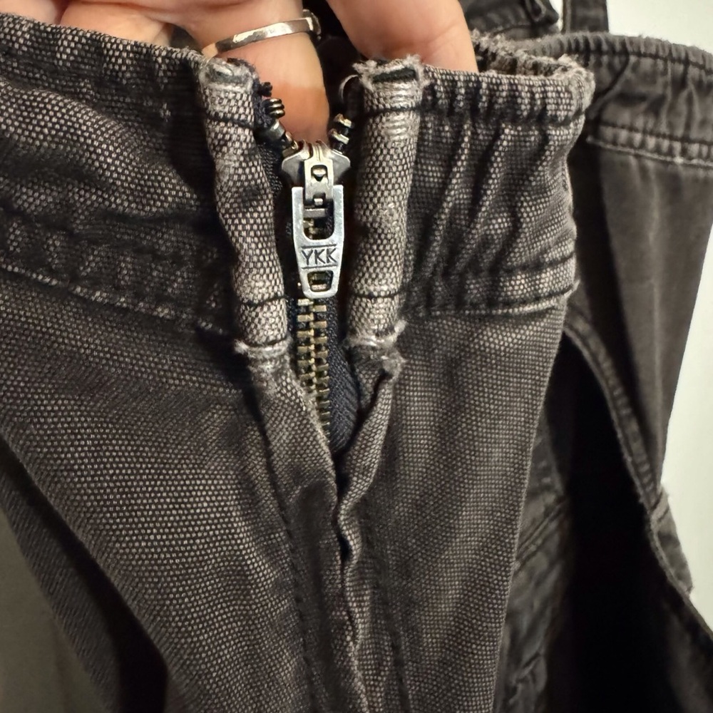 Free People X-Small Gray Black Go West Utility Jumpsuit Boho Belted Open Back - Picture 11 of 14